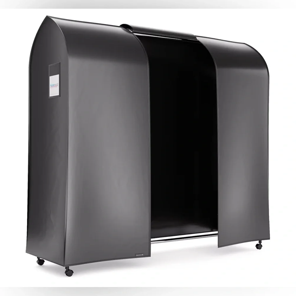 6 ft Large Black Clothes Rack Cover with Zippers